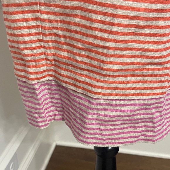 Ann Taylor LOFT Pink and Orange Striped Linen Skirt - Picture 4 of 9